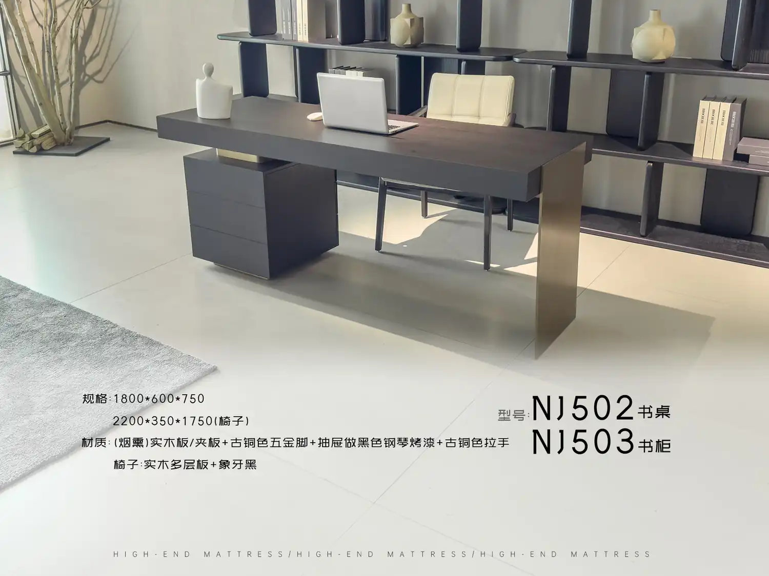 NJ502书桌-NJ503书柜 角度图 2